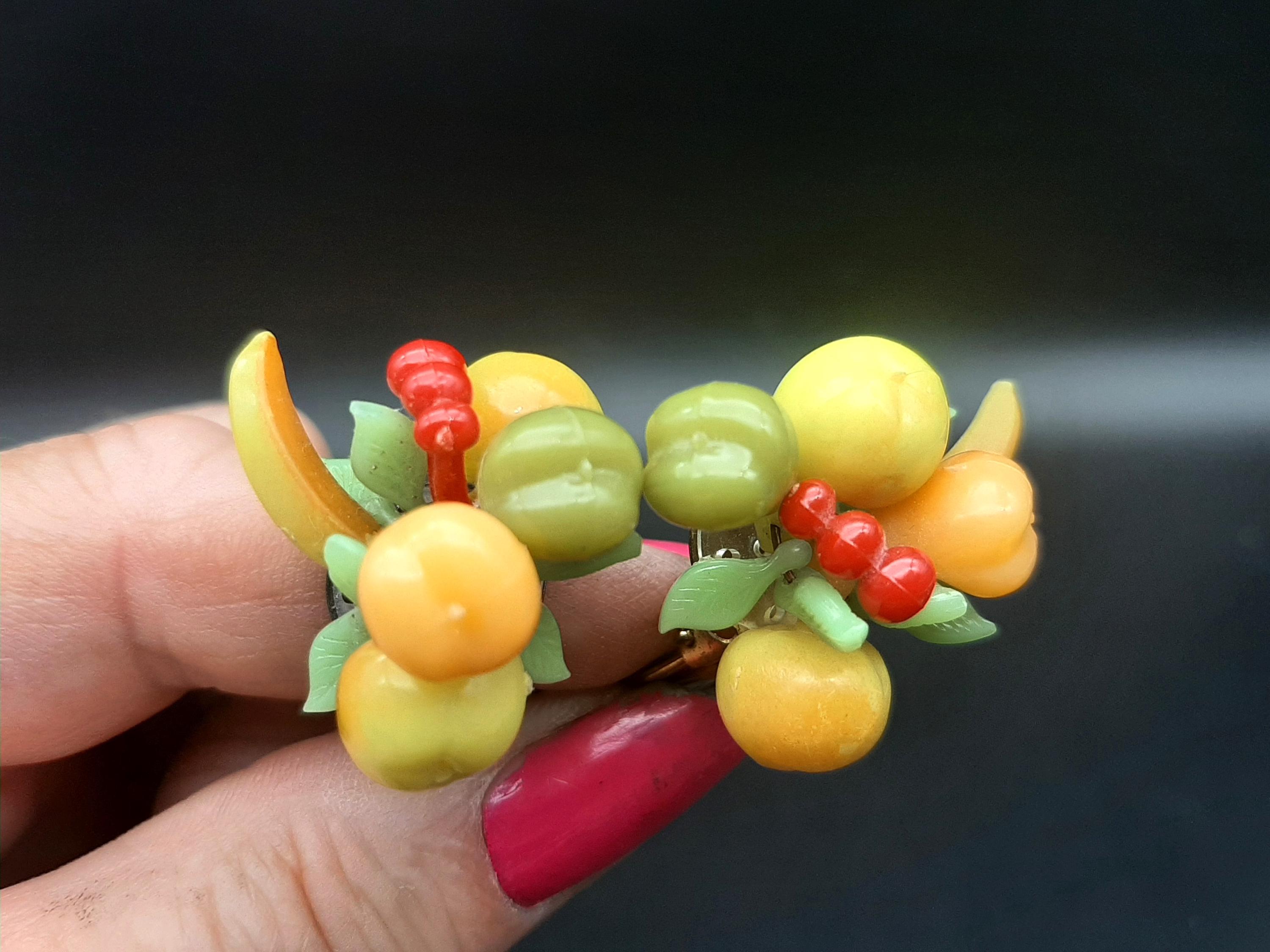 ヴィンテージ 1960 年代 Tutti Frutti フルーツ サラダ クリップオン 