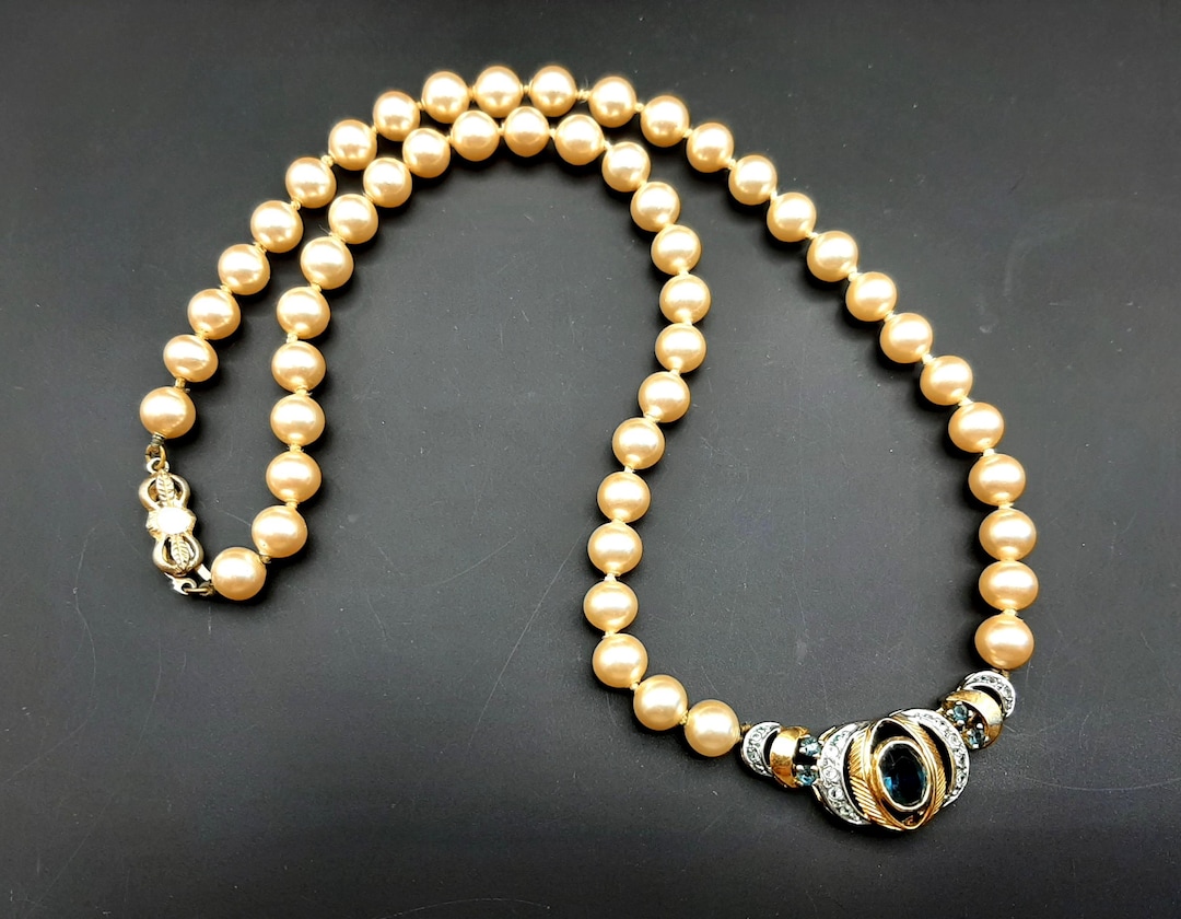 ｂ*ｙ様 ヴィンテージ⭐︎MIRIAM HASKELL⭐︎ラインストーン付きのリ Vintage Miriam Haskell Inspired 1950s Single Strand Hand Knotted