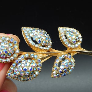 Vintage Mid Century 1950s Large Diamante Encrusted Floral Spray Brooch