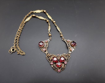 SPRZEDANE W - Czeski naszyjnik z pasty ametystowej w stylu art déco z lat 20. XX wieku