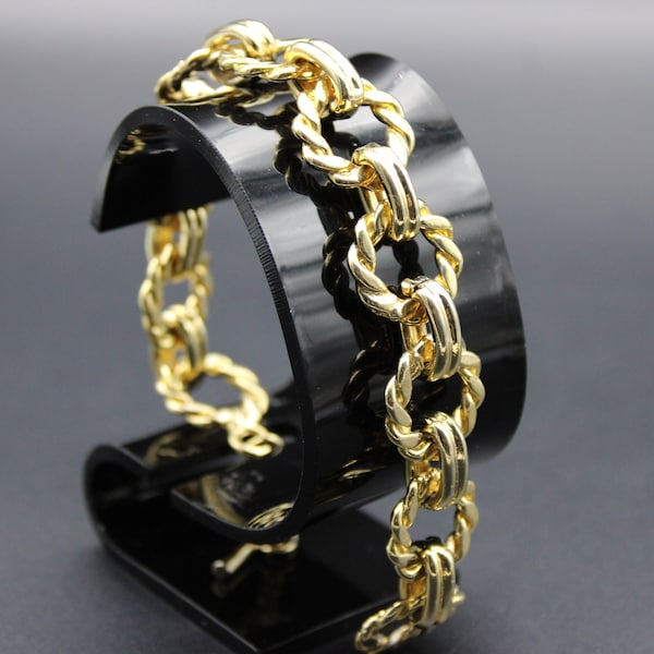 Vintage 1950s 1960s Brutalist Gold Tone Linked Rope Bracelet