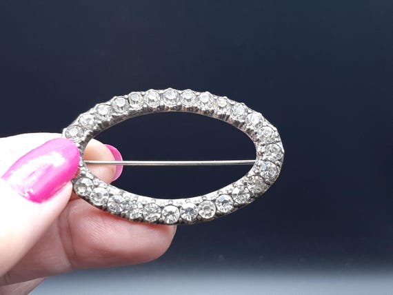 Antique Large Diamond Paste Solid Silver Brooch A… - image 5