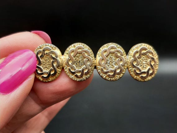 Antique Victorian Decorative Pinchbeck Button Bar Brooch View 3