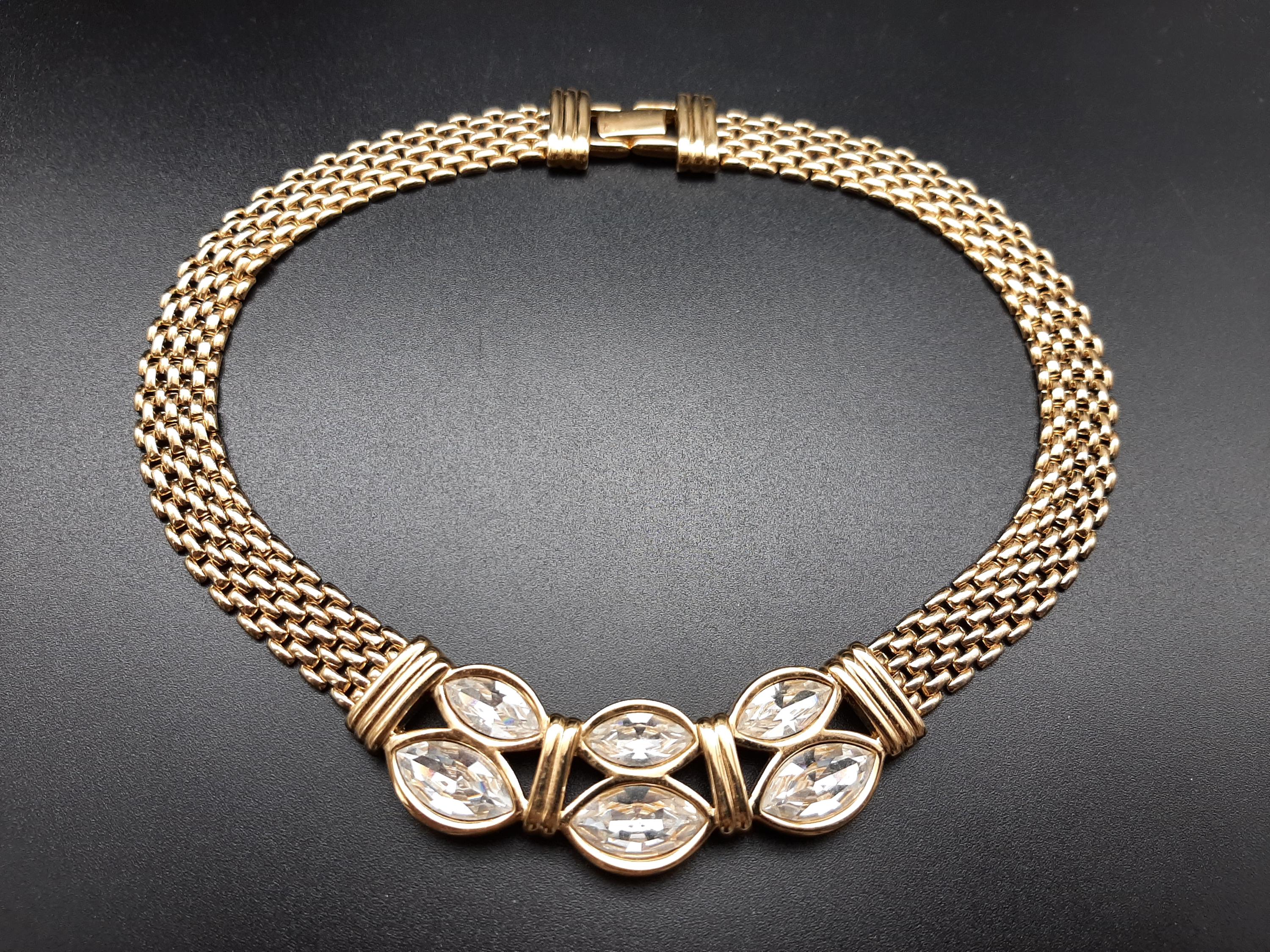 High End Vintage Swarovski Crystals Gold Plated Clear Rivoli Set