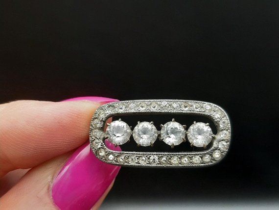 Antique Edwardian Solid Silver Diamond Paste Orna… - image 4