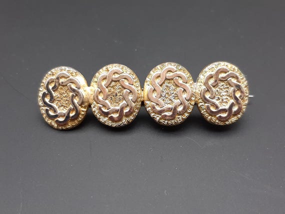 Antique Victorian Decorative Pinchbeck Button Bar Brooch View 4