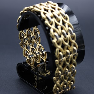 Vintage 1980s Napier Articulated Gate Style Gold Tone Bracelet signed