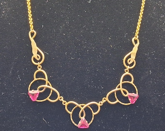 Vintage 10ct Gold Filled Rolled Gold Ruby Paste Necklace Pendant