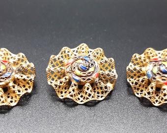 1900 年代初頭のヴィンテージ パリの手描きエナメルボタン。 - Etsy 日本