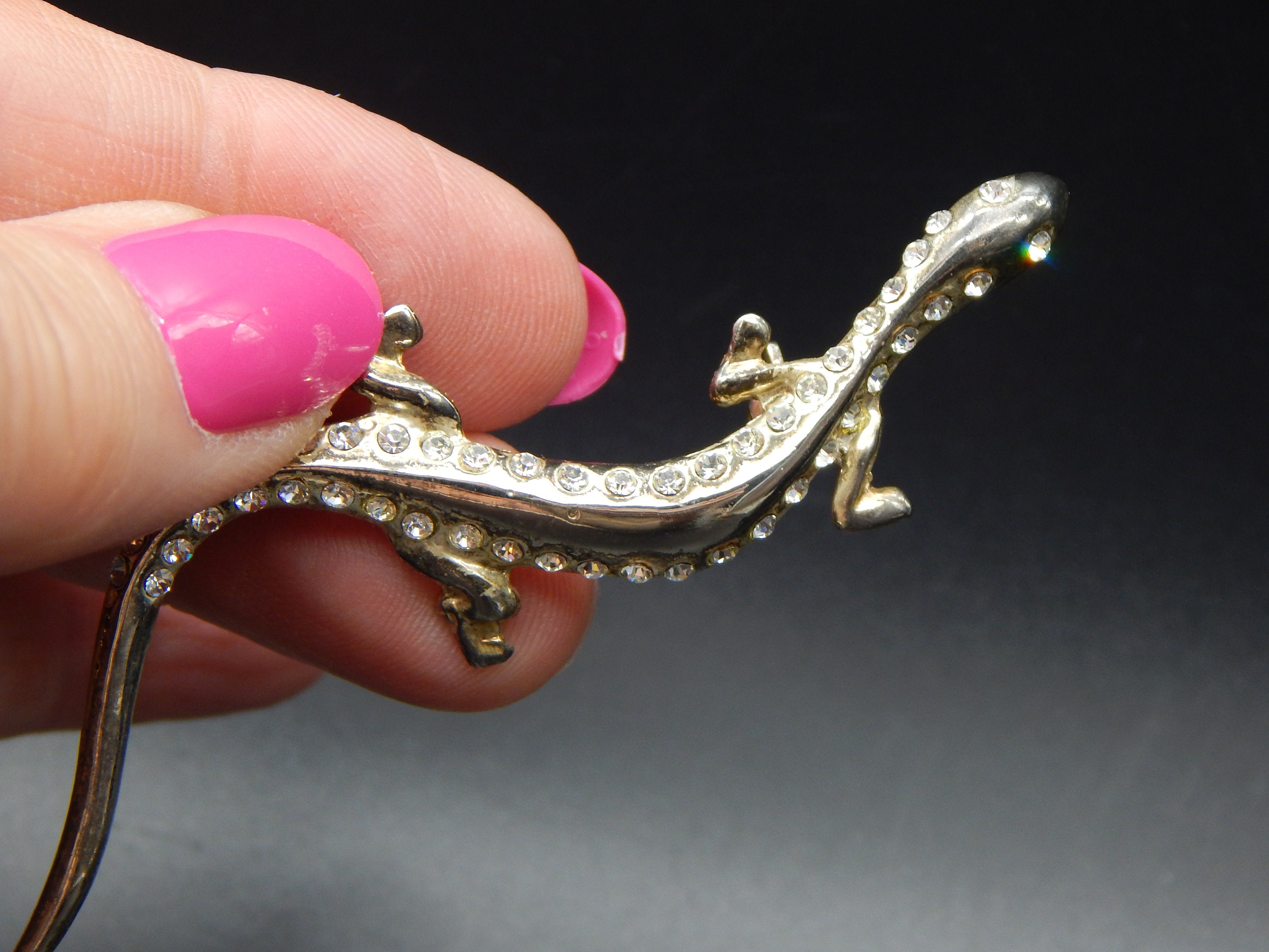 Damen-Brosche Vintage Stil – Gothic Gecko/Eidechse Design, Blau, Aus Kunststoff