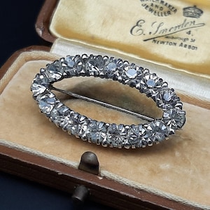 Antique Edwardian to Art Deco Solid Silver Diamond Paste Brooch