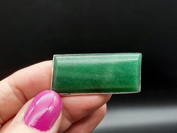 Antique Edwardian Large Solid Silver Adventurine … - image 1