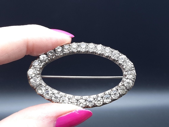 Antique Large Diamond Paste Solid Silver Brooch A… - image 1