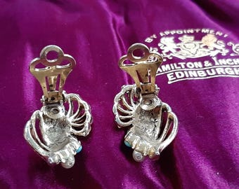 Boucles D'oreilles Clips Vintage Or Et Perles Turquoise - Occasion Parfaite Patine Superbe