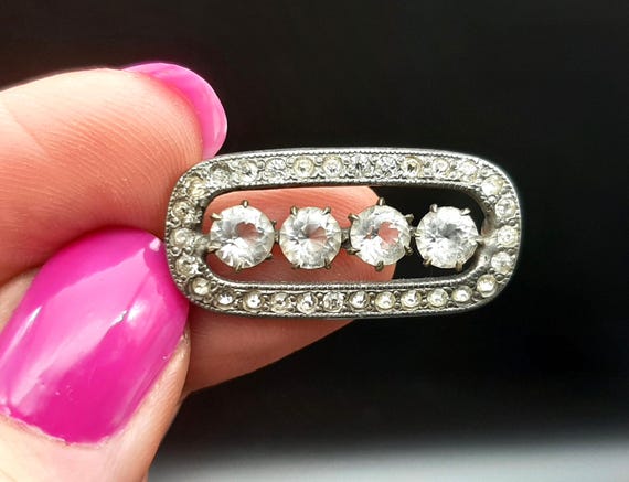 Antique Edwardian Solid Silver Diamond Paste Orna… - image 1