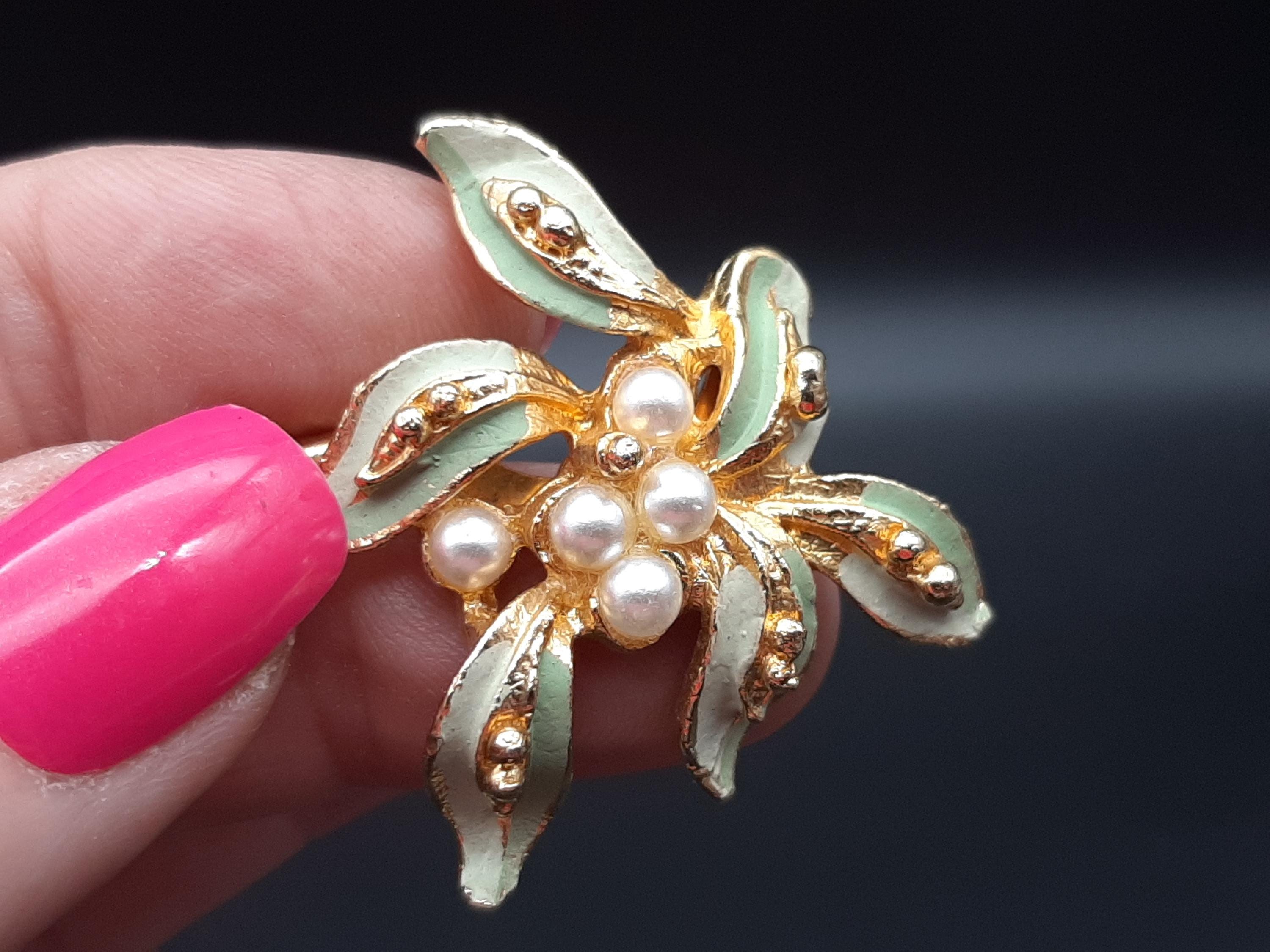 Broche Vintage Peinte à La Main Années 50 - élégance Rétro Occasion