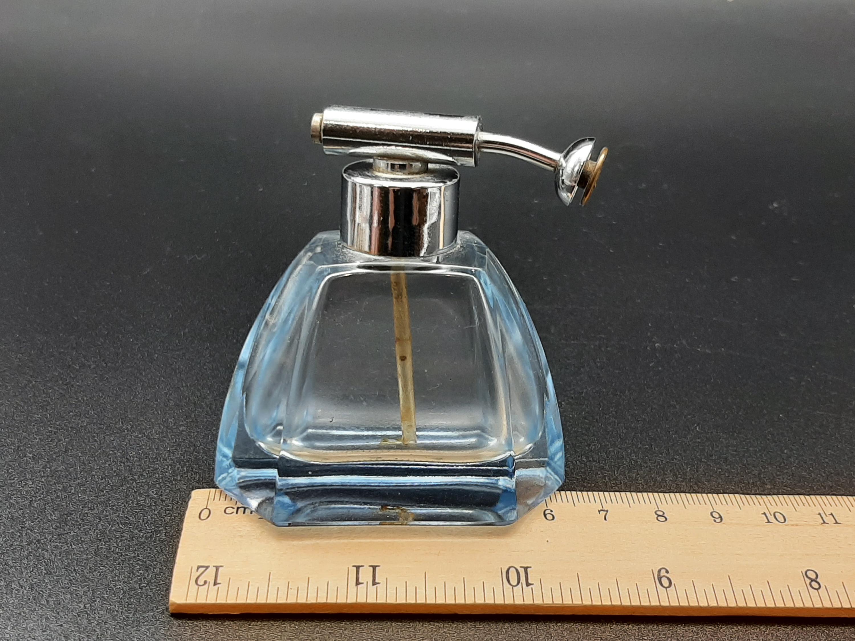 アンティーク アールデコ 1920 年代 ブルー ガラス 香水瓶