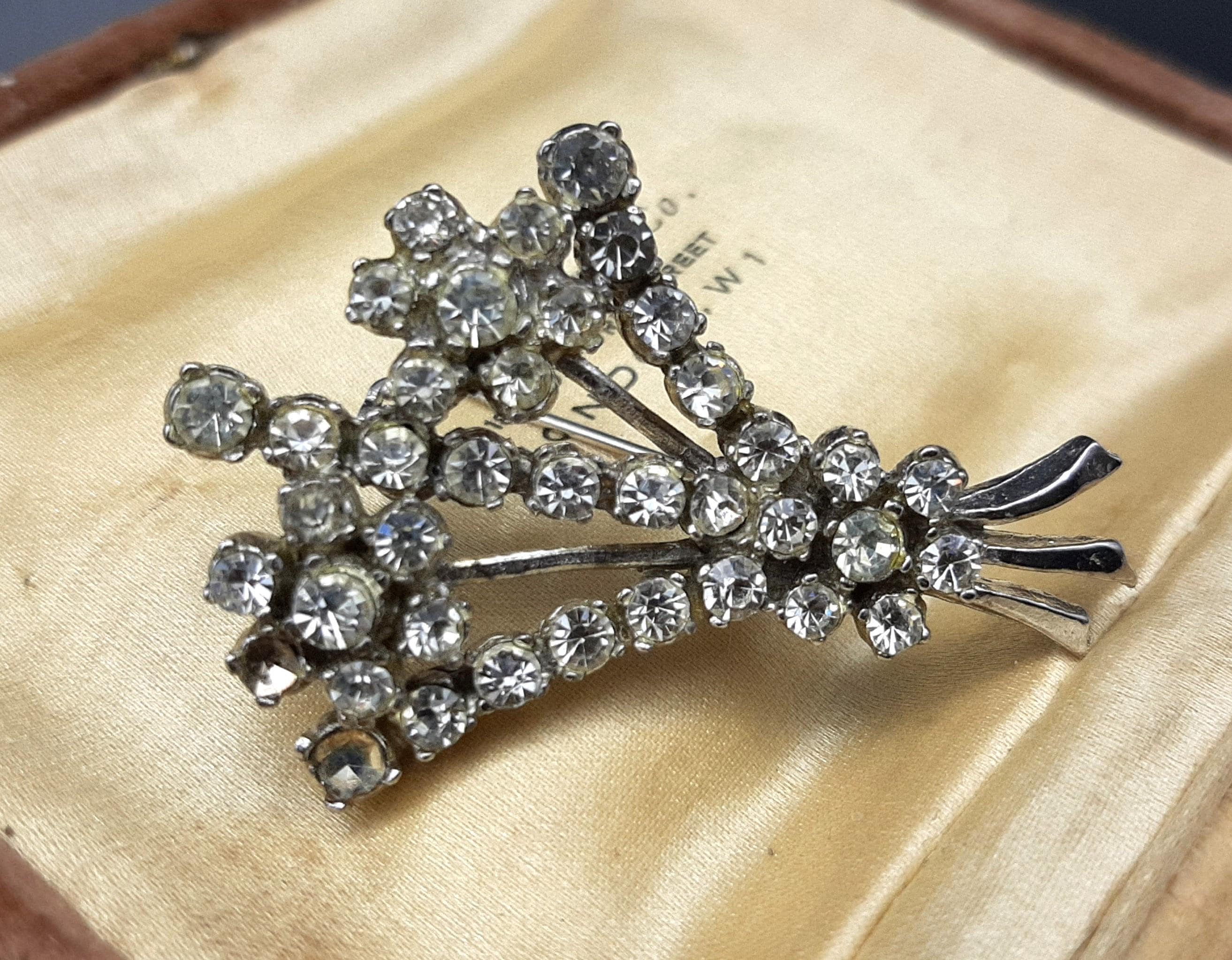 Broche Vintage Ananas - Strass Blancs Sur Alliage Argenté
