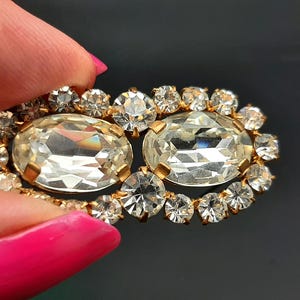 Antique 1930s Art Deco Sparkling Clear Paste Bar Pin Brooch 9g