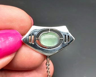 Antique Charles Horner Edwardian Arts & Crafts Sterling Silver Cabochon Set Brooch
