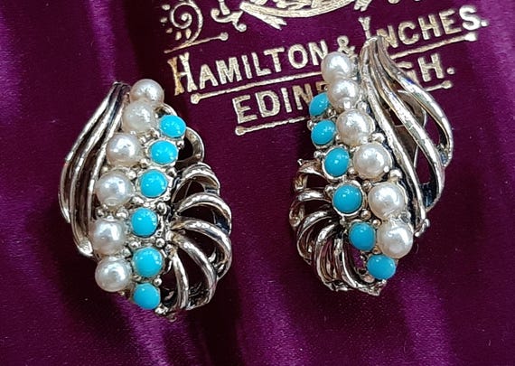 Boucles d'oreilles anciennes tradition Navajo indiens - bijoux de