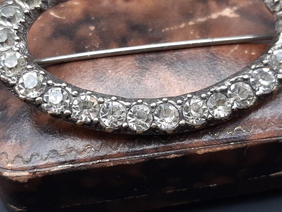 Antique Large Diamond Paste Solid Silver Brooch A… - image 4