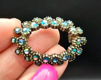 Spilla Vintage Con Cristalli Austriaci A Forma Di Fiore E Goccia - Elegante Accessorio Vittoriano Per Donna