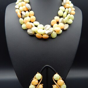 Vintage 1950s KRAMER Demi Parure Set Necklace Earrings Oranges & Lemons image 2