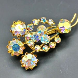 Antique 1930s Art Deco Diamante Paste Floral Corsage Spray Brooch
