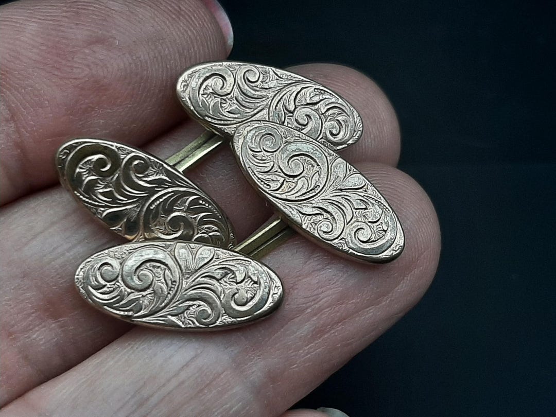 Boutons De Manchette Edwardian / Art Deco WGC 8615 - Silvertone & Goldtone, Occasion