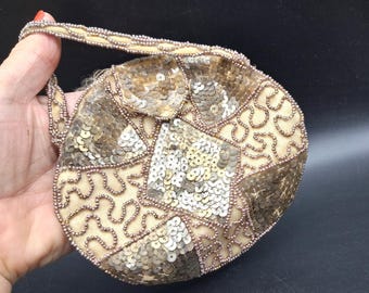 Antique 1920s Belgium Art Deco Small Flapper Evening Seed Bead Purse/Bag