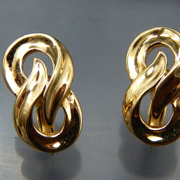 Vintage NAPIER Gold Tone Knot Clip On Earrings, Napier Earrings