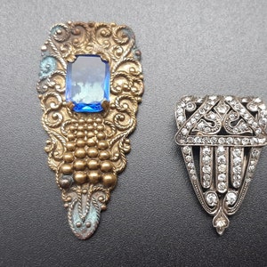 Two Antique 1920s Art Deco Dress Clips