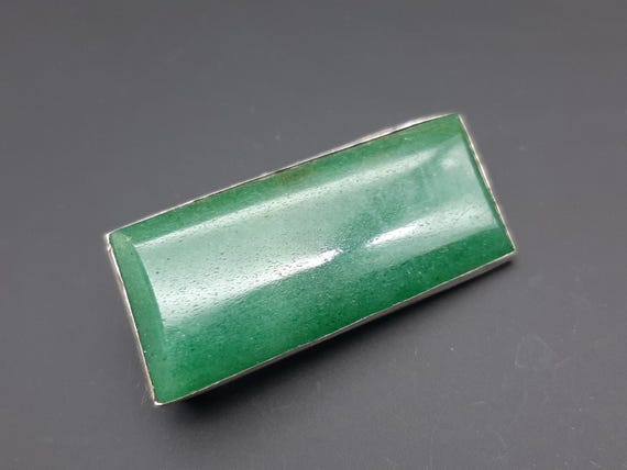 Antique Edwardian Large Solid Silver Adventurine … - image 2
