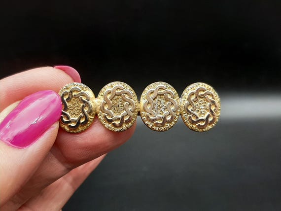 Antique Victorian Decorative Pinchbeck Button Bar Brooch View 2