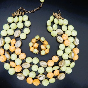 Vintage 1950s KRAMER Demi Parure Set Necklace Earrings Oranges & Lemons image 3