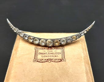 Antique Hallmarked Solid Silver Large Victorian Crescent Brooch