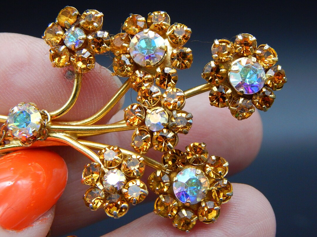 Magnifique Broche Florale Argentée Des Années 1950 – Rose Et Poinçon Sanglier