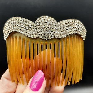 Antiker Edwardian Jugendstil Paste & Horn Großer Haarkamm