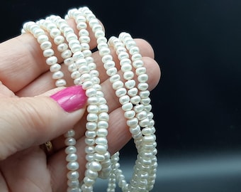 Beautiful Vintage Pearl Necklace Long Single Strand Of Fresh Water Pearls 61&quot;