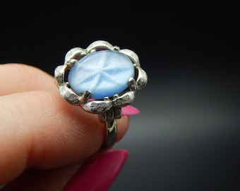 Vintage 1970s Sarah Coventry Blue Star Ring - sz M Adjustable