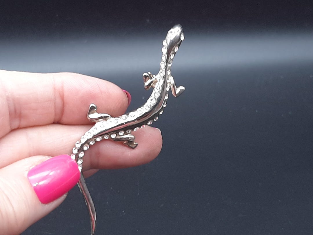 Broche Lézard En Argent Des Années 50 - Bijou Vintage - Occasion
