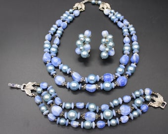 Vintage 1950s Trifari Parure Necklace Bracelet & Earring Set Signed