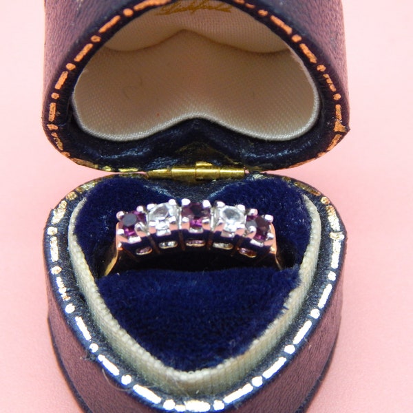 Vintage 1980s Amethyst & Diamond Paste Dress Ring - size L