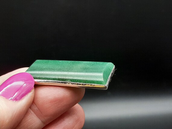 Antique Edwardian Large Solid Silver Adventurine … - image 4