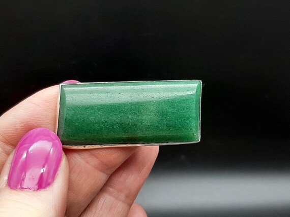 Antique Edwardian Large Solid Silver Adventurine … - image 5