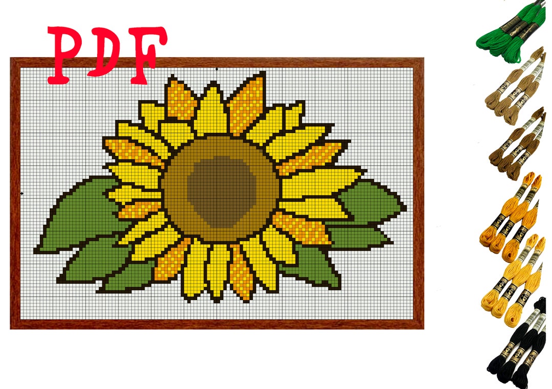 CUSTOM Cross Stitch Pattern Sunflower AIDA14 120 X 77 Stitches Etsy