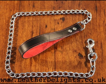 BDSM Chain Lead with Leather Handle Heavy Duty