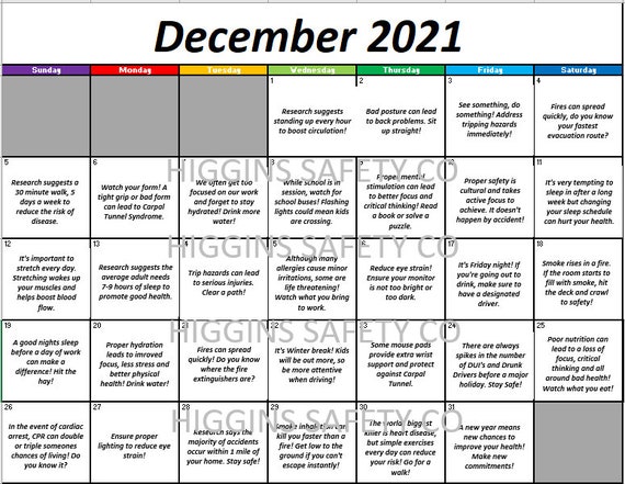 Dezember 2021 Office Safety Kalender DIGITALER DOWNLOAD - .de