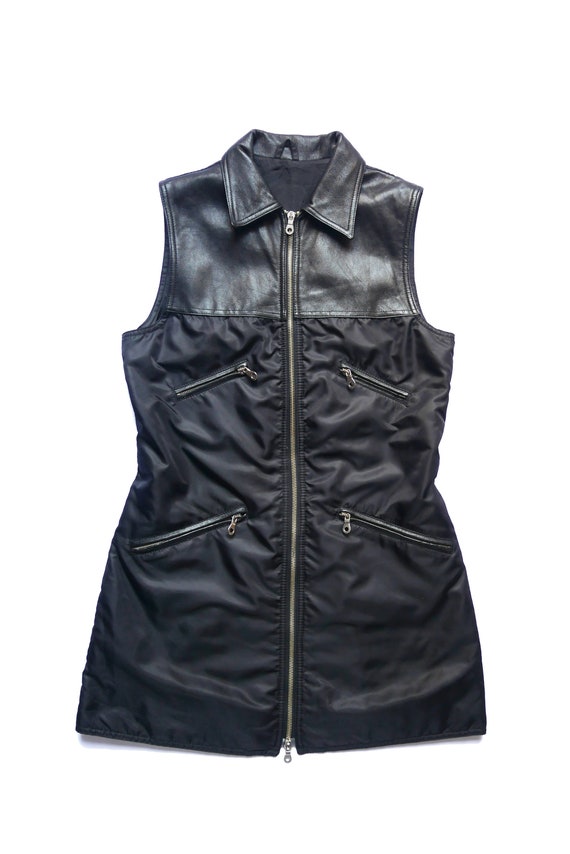 Leather zip dress